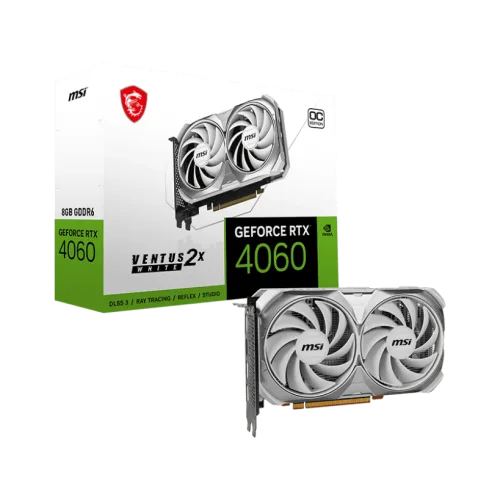 MSI RTX 4060 Ventus 2X White OC 128-bit 8GB GDDR6 Graphics Card