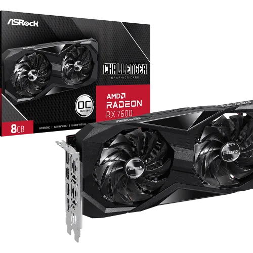 Asrock AMD Radeon RX 7600 Challenger 8GB OC 128-bit GDDR6 Graphics Card - RX7600 CL 8GO