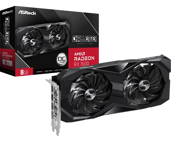 Radeon RX 7600 Challenger 8GB OC(L1) Asrock AMD Radeon RX 7600 Challenger 8GB OC 128-bit GDDR6 Graphics Card - RX7600 CL 8GO