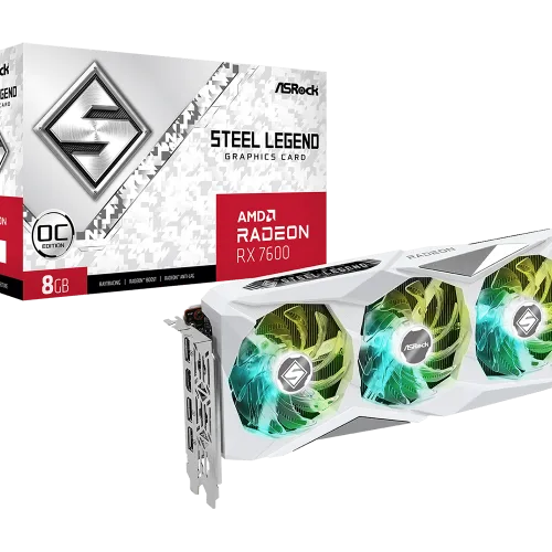 Asrock AMD Radeon RX 7600 Steel Legend 8GB OC 128-bit GDDR6 Graphics Card - RX7600 SL 8GO