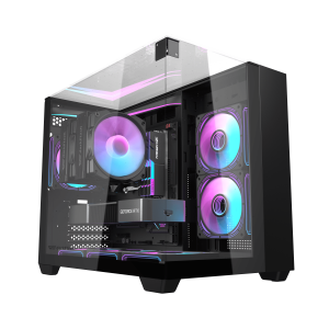 Darkflash TH285M Black Micro-ATX/ITX PC Case with Tempered Glass Side Panel