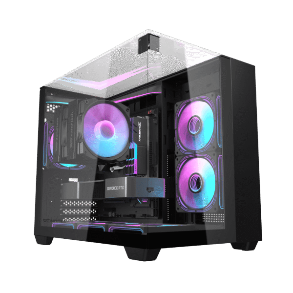 Darkflash TH285M Black Micro-ATX/ITX PC Case with Tempered Glass Side Panel