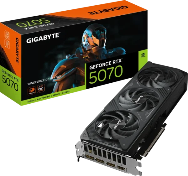 2000 (42) Gigabyte GeForce RTX 5070 WINDFORCE OC SFF 12G GDDR7 Graphics Card, 192-bit, PCI-E 5.0 - GV-N5070WF3OC-12GD