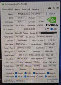 ZOTAC GAMING GeForce RTX 5070 Ti SOLID SFF OC 16GB GDDR7 Graphics Card - ZT-B50710J3-10P