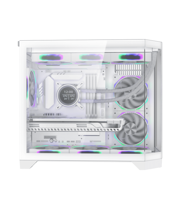 Coolman Spectra Micro-ATX White PC Case with 3-Sided HD Glass Panels