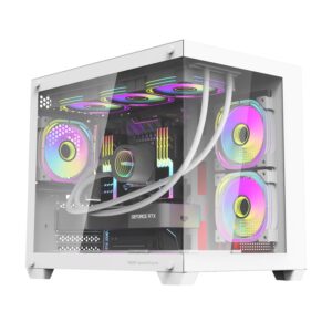 Darkflash C285MP V2 White Micro-ATX/ITX PC Case with Tempered Glass Panel
