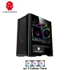 COOLMAN RUBY Black Micro ATX Gaming PC Case with 3 RGB Fans, Tempered Glass Panel & Multiple Drive Bay Support