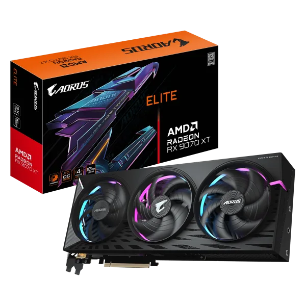 Gigabyte AORUS Radeon RX 9070 XT ELITE 16G 16GB GDDR6 RDNA 4 Graphics Card - GV-R9070XTAORUS-E-16GD