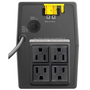 APC BVX650I-PH 650VA Line-Interactive UPS, 230V 3 APC BVX650I-PH 650VA Line-Interactive UPS, 230V, 360W, 4 Universal Receptacles, Lead-Acid Battery - 8 Hours Charging Time