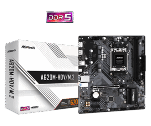 ASRock A620M-HDV/M.2 Micro ATX Motherboard w/ AM5 Socket, DDR5 Memory Support