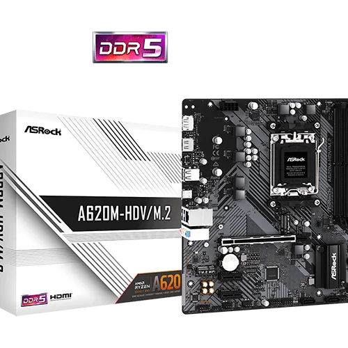 ASRock A620M-HDV/M.2 Micro ATX Motherboard w/ AM5 Socket, DDR5 Memory Support