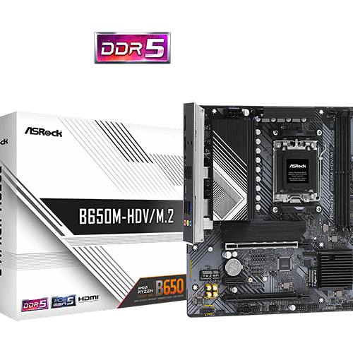 ASRock B650M-HDV/M.2 Micro ATX Motherboard w/ AM5 Socket, DDR5 Memory Compatibility