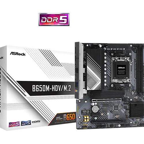 ASRock B650M-HDV/M.2 Micro ATX Motherboard w/ AM5 Socket, DDR5 Memory Compatibility