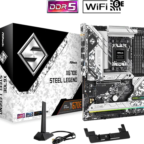 ASRock X670E Steel Legend WiFi ATX Motherboard w/ AM5 Socket, DDR5 & PCIe 5.0 Support