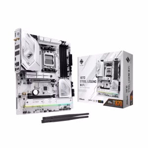 ASRock X870 Steel Legend WiFi White ATX Motherboard w/ AM5 Socket, DDR5 Support