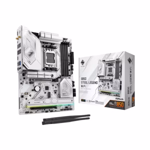 ASRock B850 Steel Legend WiFi White ATX Motherboard w/ AM5 Socket, DDR5 Memory Compatibility