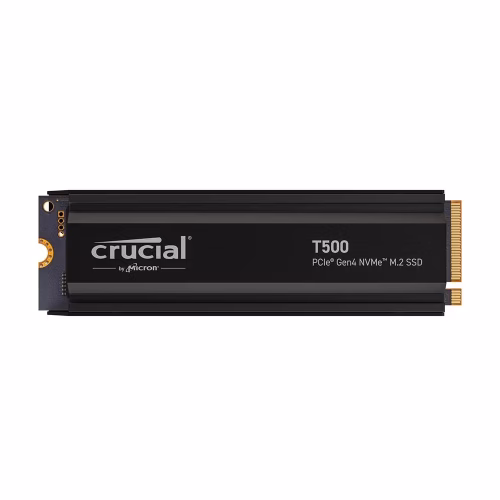Crucial T500 1TB M.2 2280 NVMe Gen 4 SSD with Heatsink - 7,300MB/s Read, 6,800MB/s Write, PCIe Gen4x4 - CT1000T500SSD5