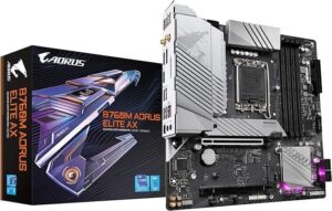 GIGABYTE B760M A ELITE AX Motherboard GIGABYTE B760M A ELITE AX Motherboard, Intel B760 Chipset, LGA 1700 Socket, Micro-ATX Form Factor - GA-B760M-A-ELITE-X-AX