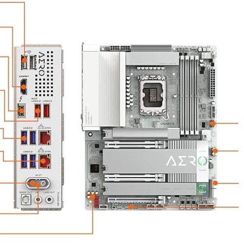 GIGABYTE Z890 AERO G Intel Core Ultra (Series 2) LGA 1851 Motherboard, ATX, DDR5, 5xM.2, PCIe 5.0, Thunderbolt 4, WIFI7, Dual 2.5Gbe LAN, EZ-Latch