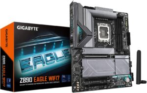GIGABYTE Z890 Eagle Wi-Fi 7 LGA 1851 ATX Motherboard, Intel Z890 Chipset, 4x DDR5 DIMM Slots, Up to 256GB Max Memory, Wi-Fi 7 & BT 5.4, 1x PCIe 5.0 x16, 4x M.2 Slots - GA-Z890-EAGLE-WIFI7