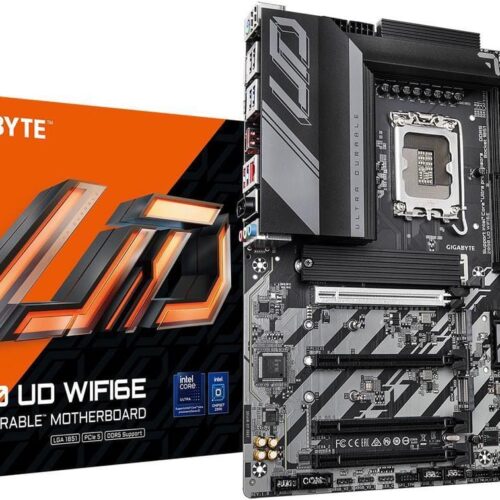 GIGABYTE Z890 UD WIFI6E Ultra Core (Series 2) LGA 1851, ATX, DDR5, 3x M.2, PCIe 5.0, Front USB Type-C, WIFI6E, 2.5GbE LAN, EZ-Latch - GA-Z890-UD-WIFI6E