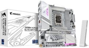GIGABYTE Z890M AORUS ELITE WIFI7 ICE Ultra Core (Series 2) LGA 1851, ATX, DDR5, 3x M.2, PCIe 5.0, Thunderbolt 4, WIFI7, 2.5GbE LAN, EZ-Latch - GA-Z890M-A-ELITE-WF7-ICE