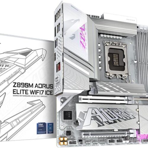 GIGABYTE Z890M AORUS ELITE WIFI7 ICE Ultra Core (Series 2) LGA 1851, ATX, DDR5, 3x M.2, PCIe 5.0, Thunderbolt 4, WIFI7, 2.5GbE LAN, EZ-Latch - GA-Z890M-A-ELITE-WF7-ICE