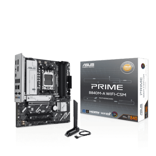 ASUS PRIME B840M-A WIFI-CSM Motherboard, Micro-ATX, AMD B840 Chipset, DDR5, Wi-Fi 6E - PRIME B840M-A WIFI-CSM
