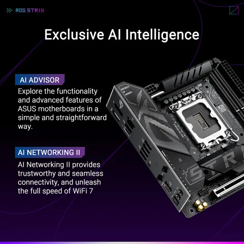 ROG STRIX B860-I GAMING WIFI 14 ASUS ROG STRIX B860-I GAMING WIFI Motherboard, Intel Core Ultra Series Support, DDR5, Wi-Fi 7, PCIe 5.0, Mini-ITX
