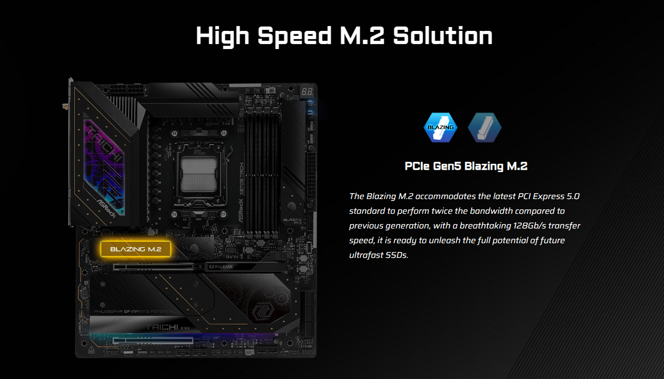 ASRock X870E Taichi EATX Motherboard w/ AM5 Socket, DDR5 Support & 24+2+1 Power Design 16 ASRock X870E Taichi EATX Motherboard w/ AM5 Socket, DDR5 Support & 24+2+1 Power Design