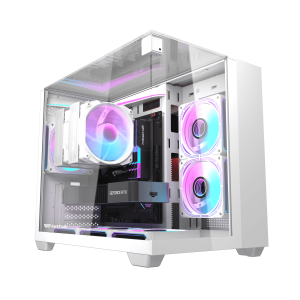 Darkflash TH285M White Micro-ATX/ITX PC Case with Tempered Glass Side Panel