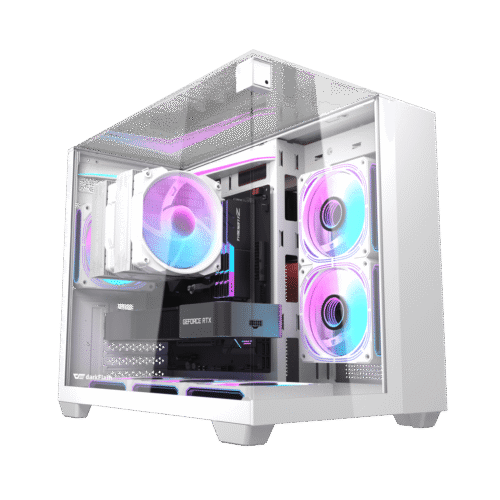 Darkflash TH285M White Micro-ATX/ITX PC Case with Tempered Glass Side Panel