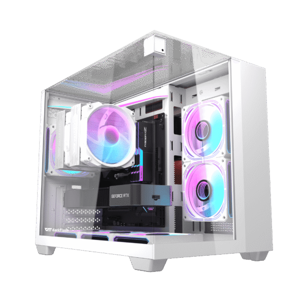Darkflash TH285M White Micro-ATX/ITX PC Case with Tempered Glass Side Panel