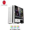 COOLMAN RUBY White Micro ATX Gaming PC Case with 3 RGB Fans, Tempered Glass Panel & Multiple Drive Bay Support