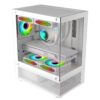 Coolman Reyna White M-ATX/ITX PC Case with 3 Pre-Installed Color Fans