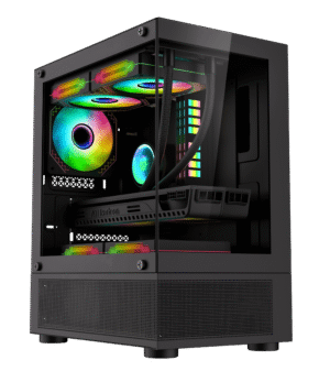 Coolman Reyna Black M-ATX/ITX PC Case with 3 Pre-Installed Color Fans