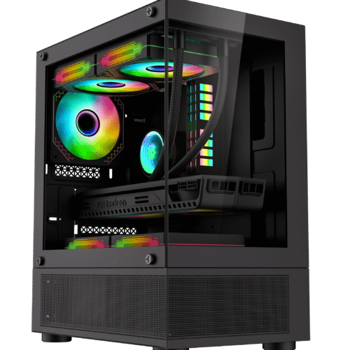Coolman Reyna Black M-ATX/ITX PC Case with 3 Pre-Installed Color Fans