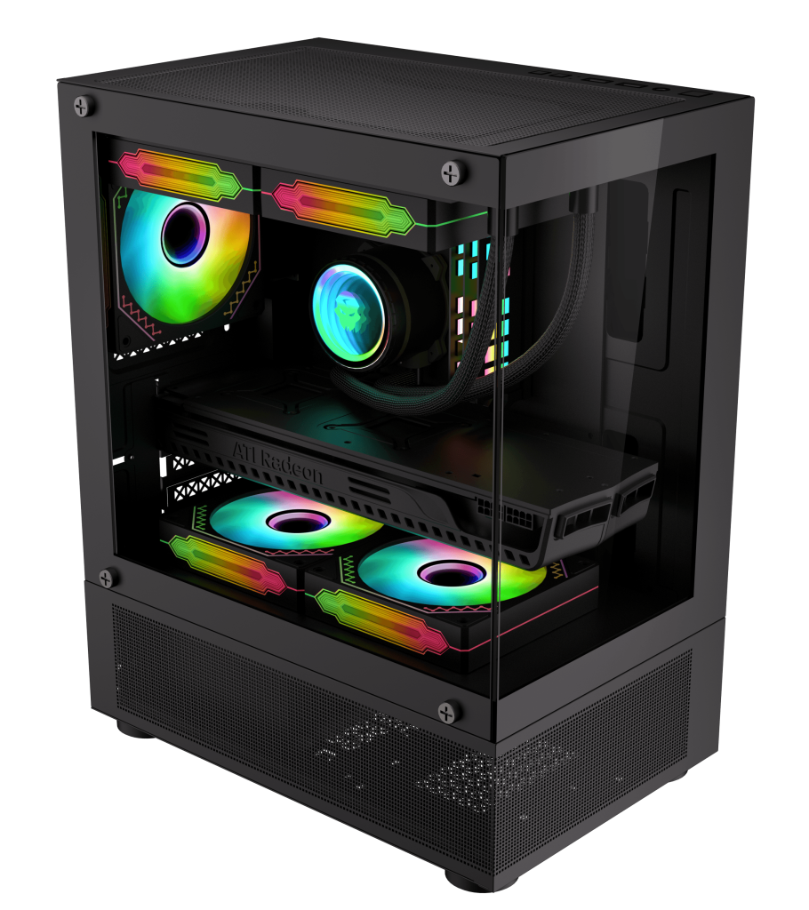 darkFlash Micro-ATX - Funda para PC para juegos MATX con 3 ventiladores ARGB de 120 mm, vista darkFlash Micro-ATX - Funda para PC para juegos MATX con 3 ventiladores ARGB de 120 mm, vista