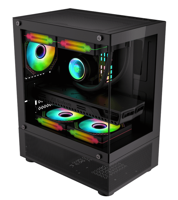 原图2 Coolman Reyna Black M-ATX/ITX PC Case with 3 Pre-Installed Color Fans