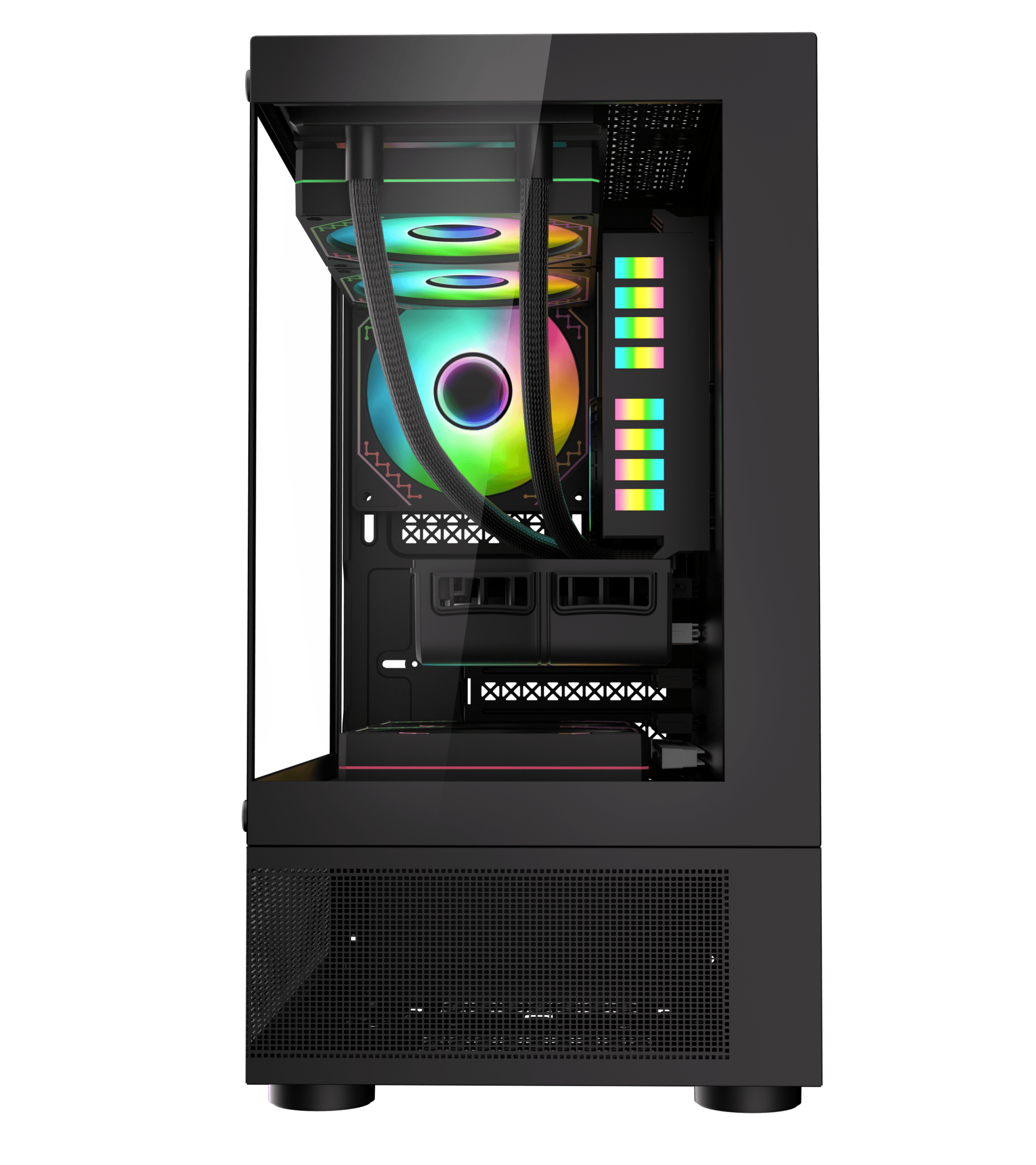 Coolman Reyna Black M-ATX/ITX PC Case with 3 Pre-Installed Color Fans 6 Coolman Reyna Black M-ATX/ITX PC Case with 3 Pre-Installed Color Fans - Image 6