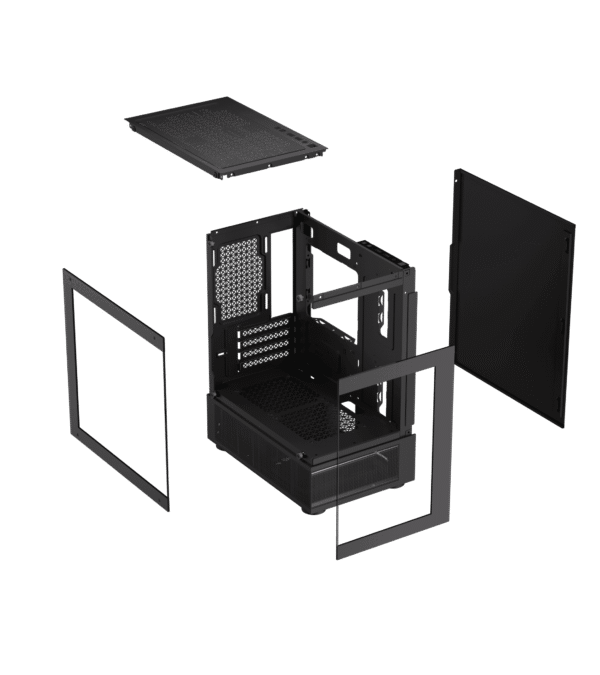 原图4 Coolman Reyna Black M-ATX/ITX PC Case with 3 Pre-Installed Color Fans