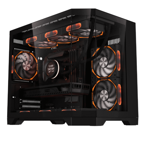 Coolman Spectra Micro-ATX Black PC Case with 3-Sided HD Glass Panels