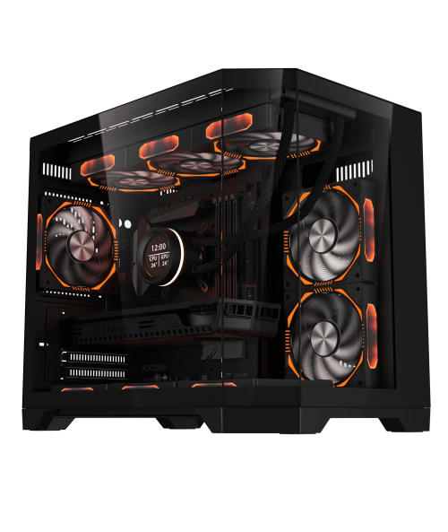 Coolman Spectra Micro-ATX Black PC Case with 3-Sided HD Glass Panels