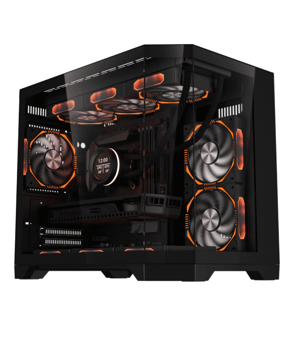 Coolman Spectra Micro-ATX Black PC Case with 3-Sided HD Glass Panels
