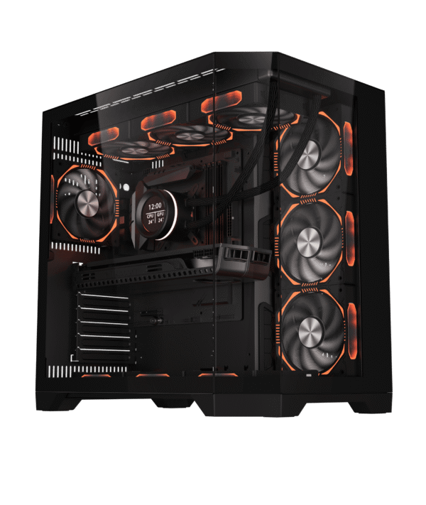 Coolman Spectra Luxe ATX Black PC Case with 3-Sided HD Glass Panels