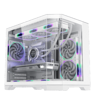 Coolman Spectra Micro-ATX White PC Case with 3-Sided HD Glass Panels