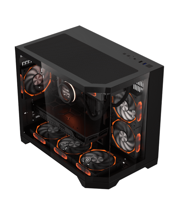 Coolman Spectra Micro-ATX Black PC Case with 3-Sided HD Glass Panels