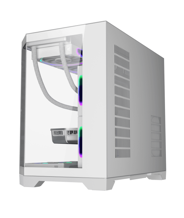 Coolman Spectra Micro-ATX White PC Case with 3-Sided HD Glass Panels