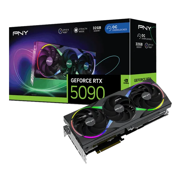 PNY GeForce RTX 5090 ARGB EPIC-X RGB Overclocked Triple Fan 32GB GDDR7 Graphics Card - VCG509032TFXXPB1-O