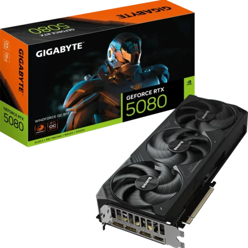 Gigabyte GeForce RTX 5080 WINDFORCE OC SFF 16G Graphics Card - GV-N5080WF3OC-16GD
